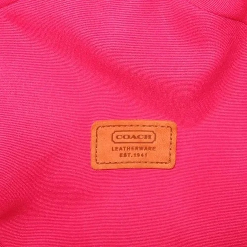 ❤️COACH PINK LOGO / LEATHER BUCKLE STRAP BUCKET CRUSHER HAT P/S - Picture 5 of 7